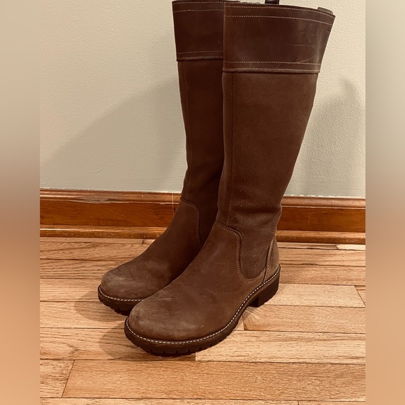 Ecco Elaine Cocoa Brown Tall Leather Boot Hydromax Size 39 EU 8.5 - Picture 2 of 16